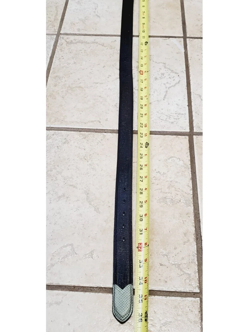 Medium Fred Coen Black Aqua Snakeskin Embossed Leather Western Belt Womens 36in